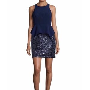 Aidan Mattox NWT Navy Sequin Lace Peplum Dress 🌟size 4
